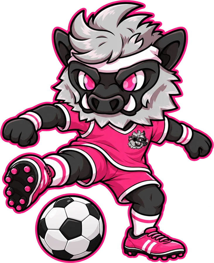 La mascotte calcia un pallone