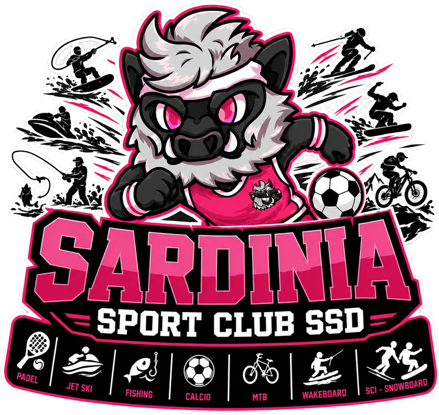 La mascotte con il pallone e i simboli delle discipline del club